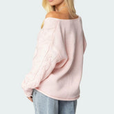 Cable Knit Off Shoulder Sweater
